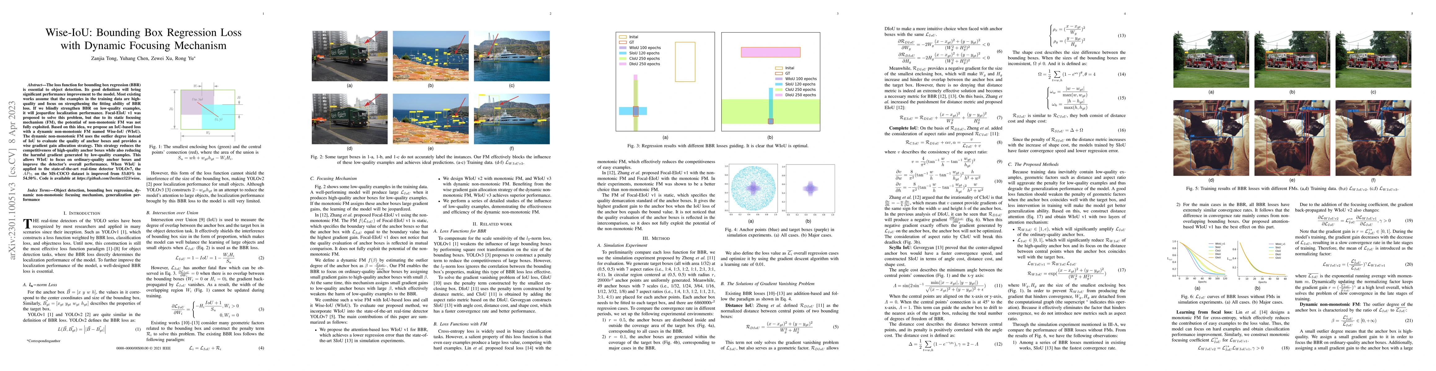 Thumbnail for Wise-IoU: Bounding Box Regression Loss with Dynamic Focusing Mechanism