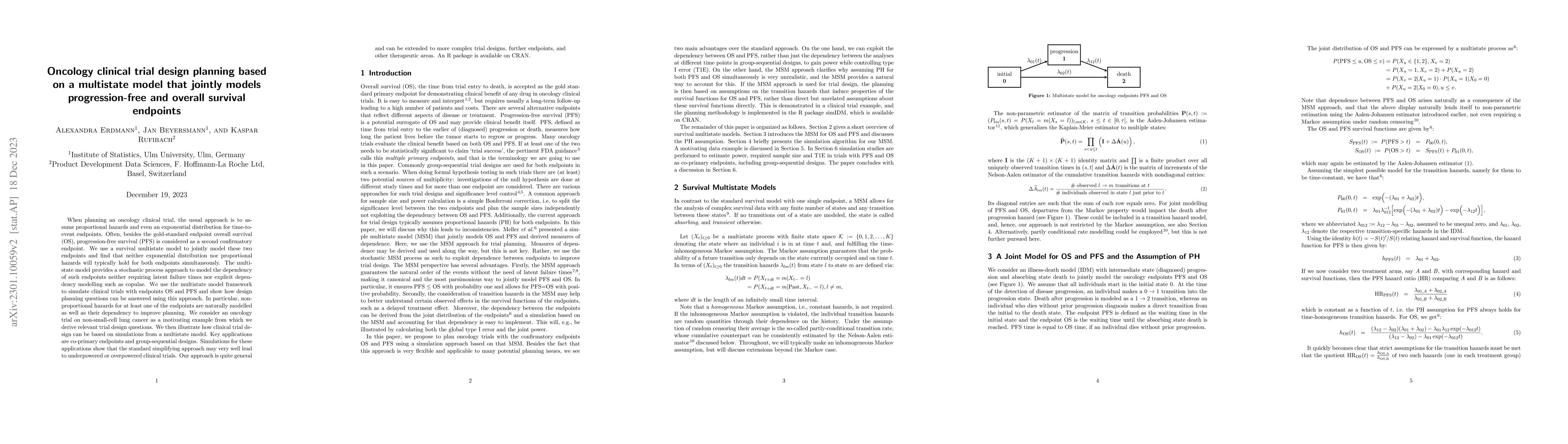 Thumbnail for Oncology clinical trial design planning based on a multistate model that
  jointly models progression-free and overall survival endpoints