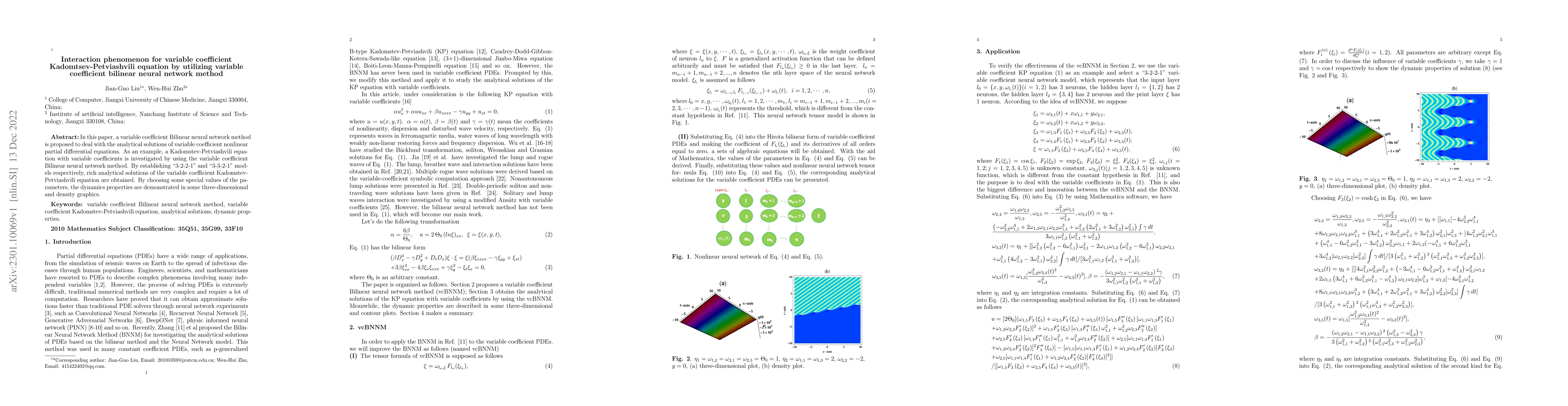 Thumbnail for Interaction phenomenon for variable coefficient Kadomtsev-Petviashvili
  equation by utilizing variable coefficient bilinear neural network method