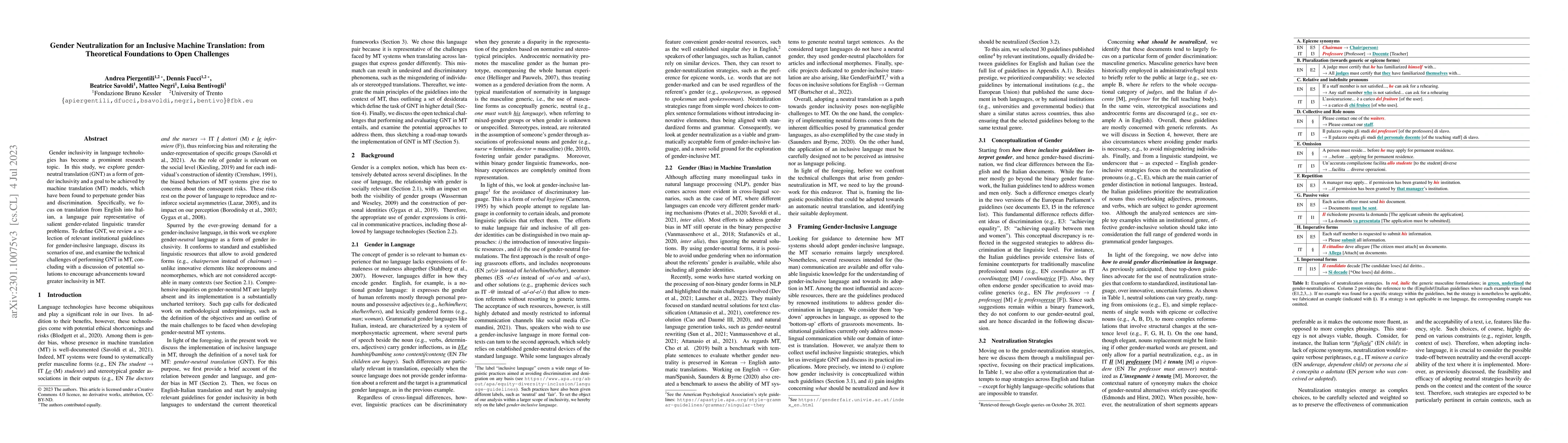 Thumbnail for Gender Neutralization for an Inclusive Machine Translation: from
  Theoretical Foundations to Open Challenges