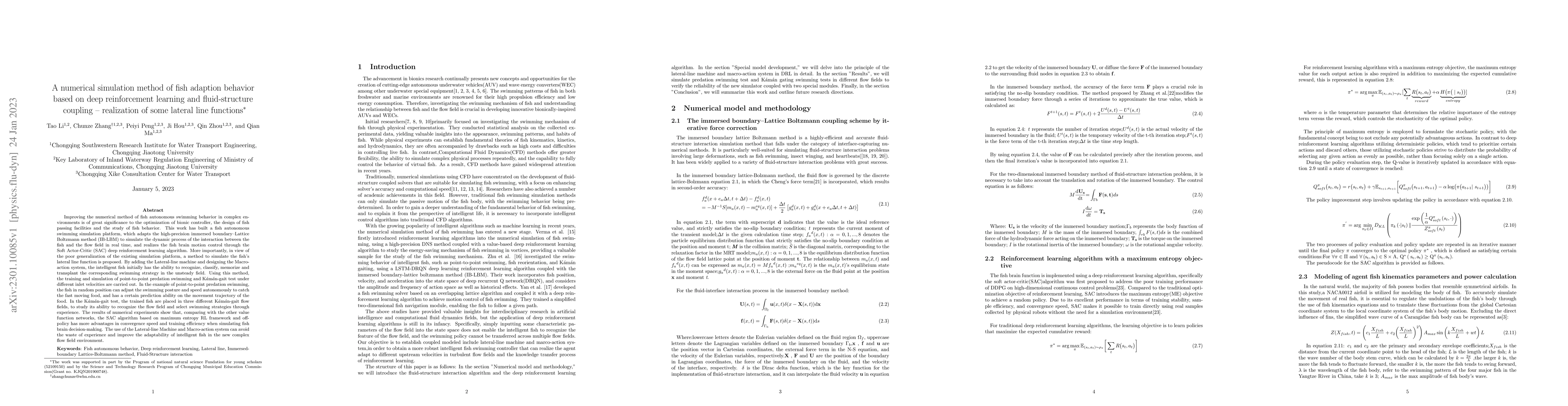 Thumbnail for A numerical simulation method of fish adaption behavior based on deep
  reinforcement learning and fluid-structure coupling-realization of some
  lateral line functions