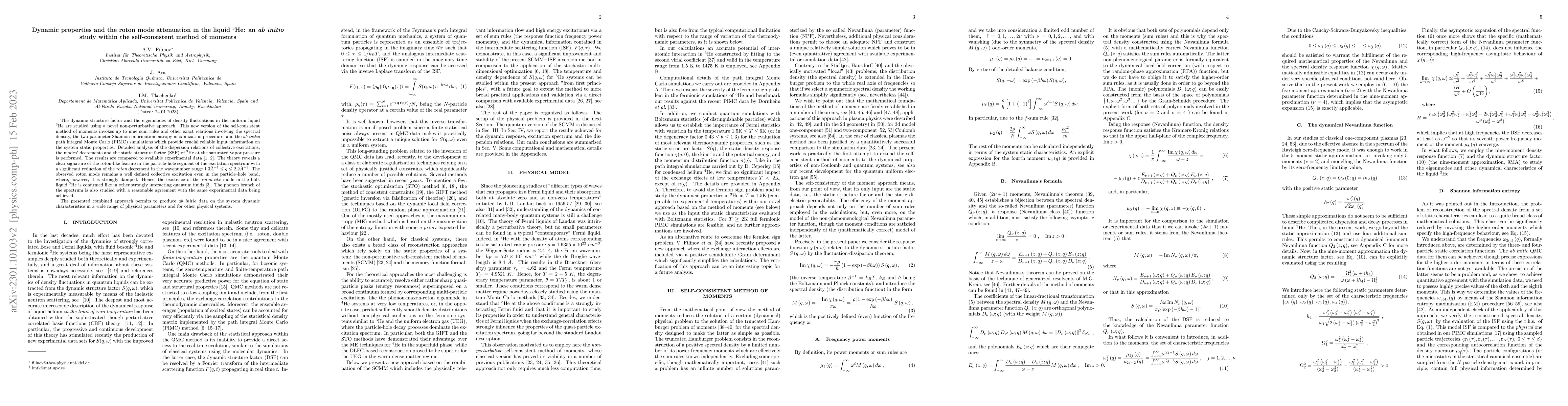 Thumbnail for Dynamic properties and the roton mode attenuation in the liquid 3He: an
  ab initio study within the self-consistent method of moments