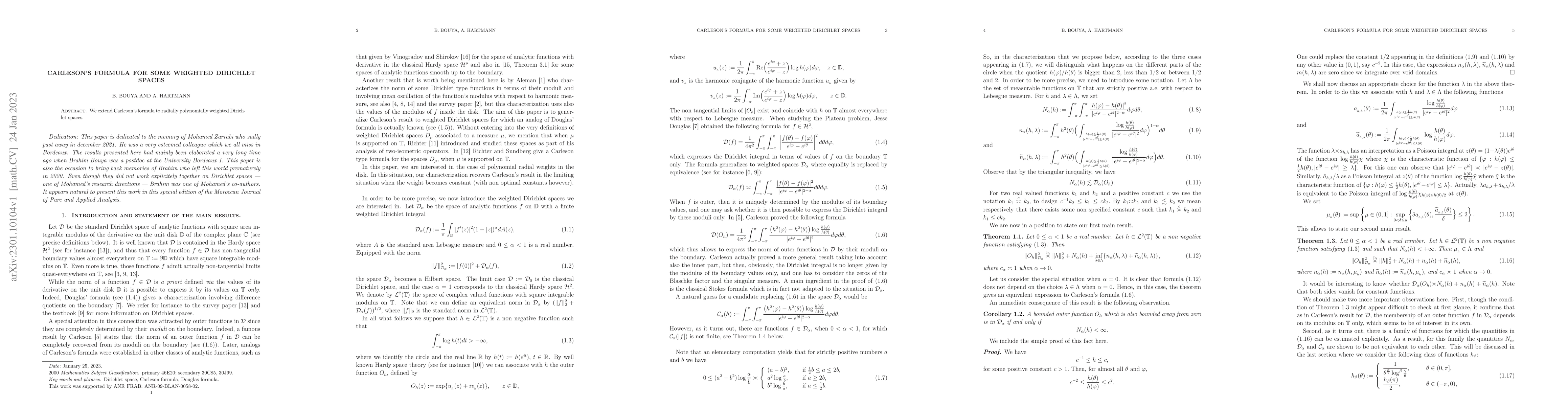 Thumbnail for Carleson's formula for some weighted Dirichlet spaces