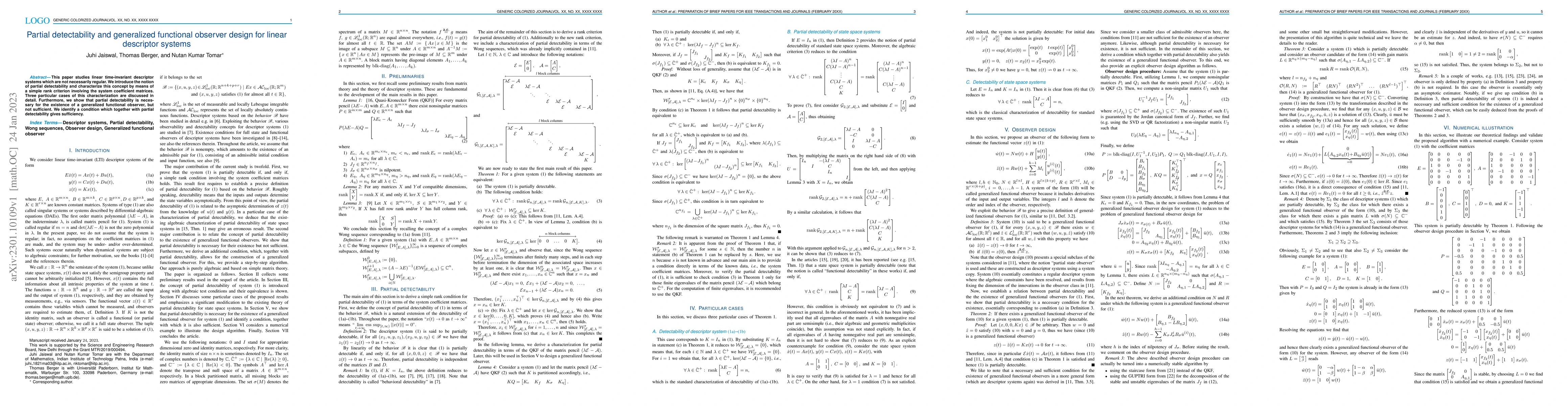 Thumbnail for Partial detectability and generalized functional observer design for
  linear descriptor systems