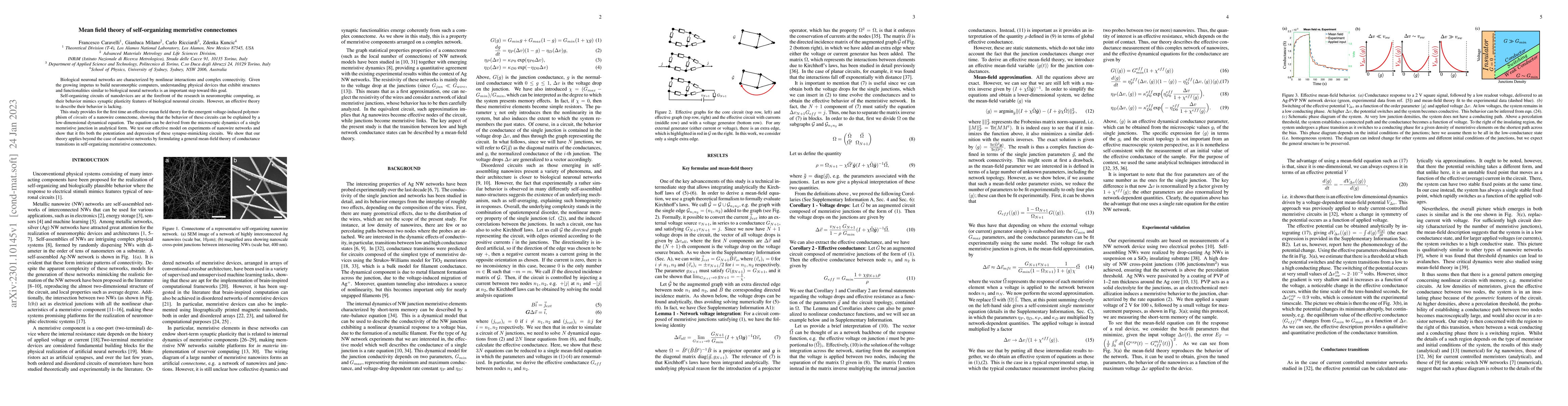 Thumbnail for Mean field theory of self-organizing memristive connectomes