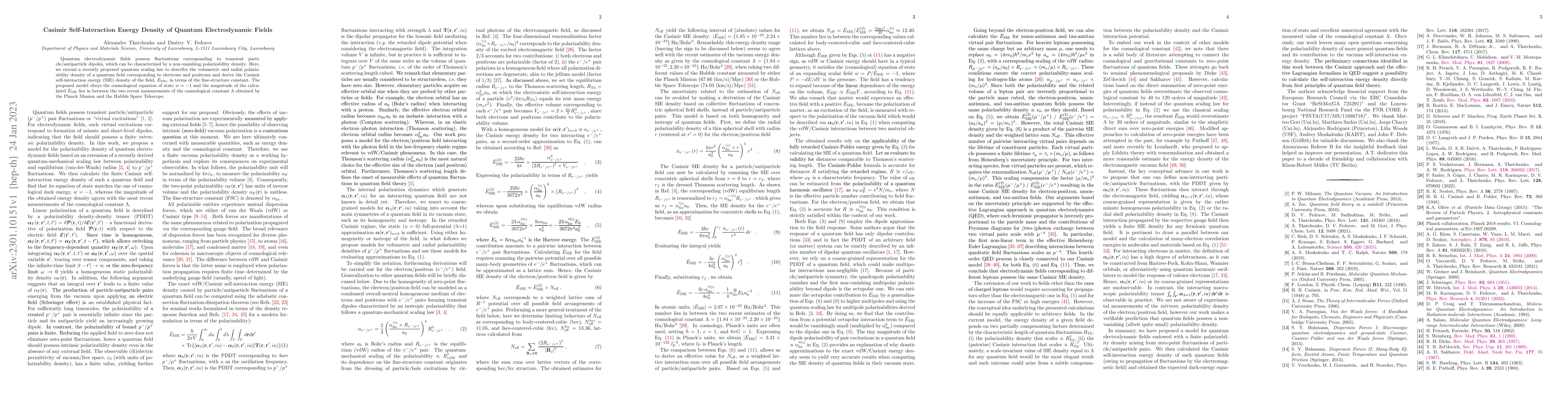 Thumbnail for Casimir Self-Interaction Energy Density of Quantum Electrodynamic Fields