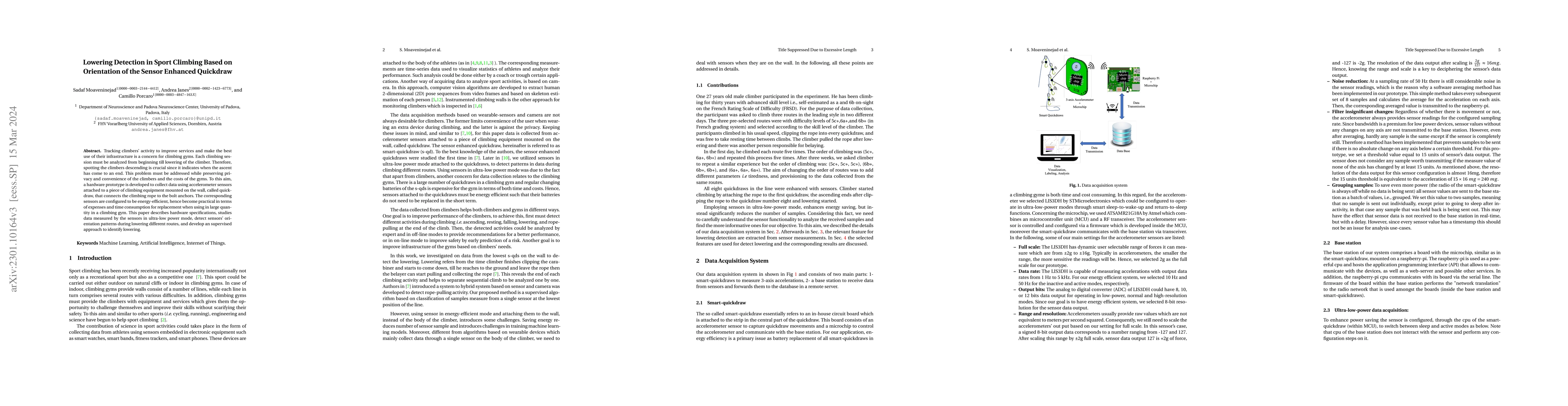 Thumbnail for Lowering Detection in Sport Climbing Based on Orientation of the Sensor
  Enhanced Quickdraw