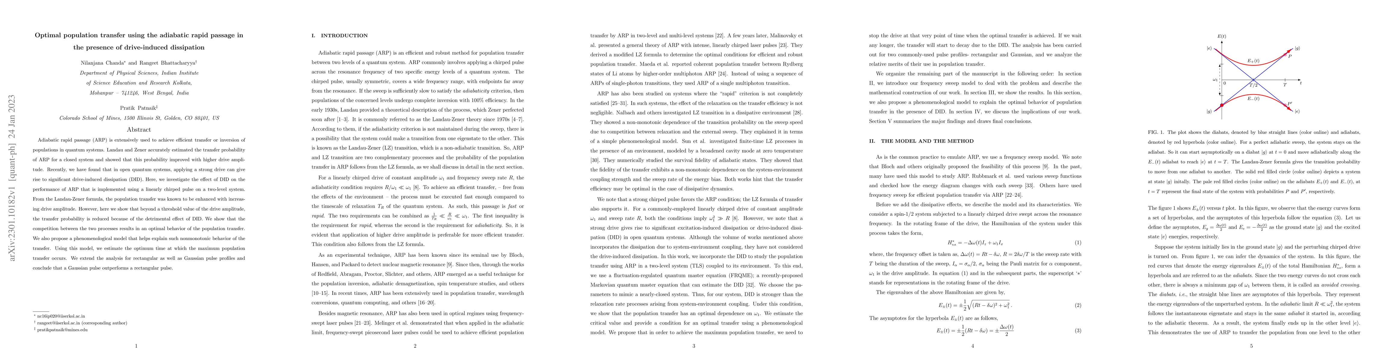 Thumbnail for Optimal population transfer using the adiabatic rapid passage in the
  presence of drive-induced dissipation