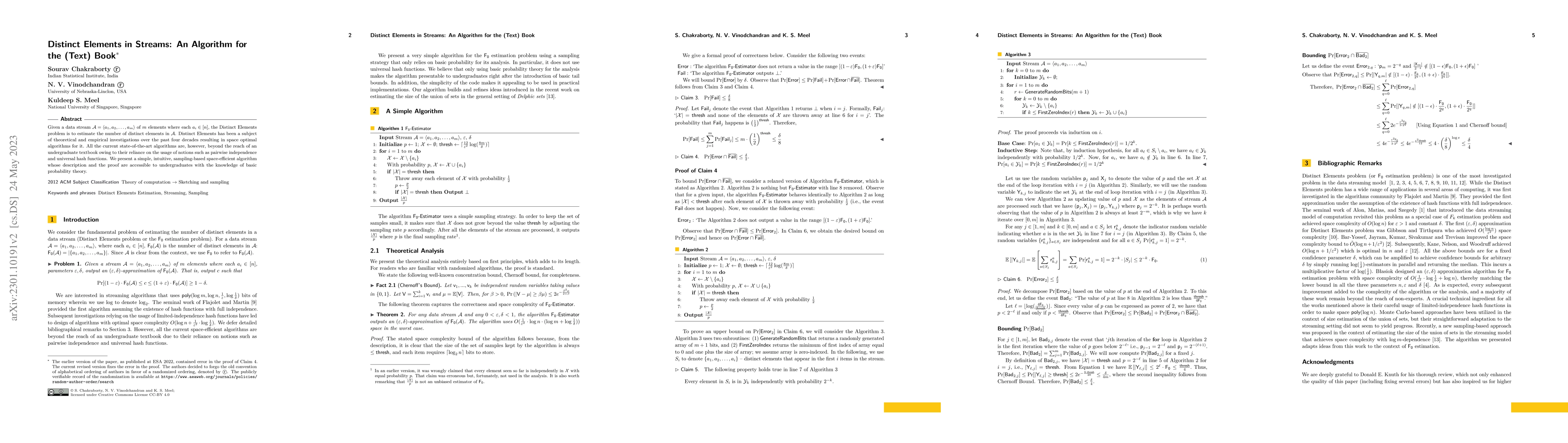 Thumbnail for Distinct Elements in Streams: An Algorithm for the (Text) Book
