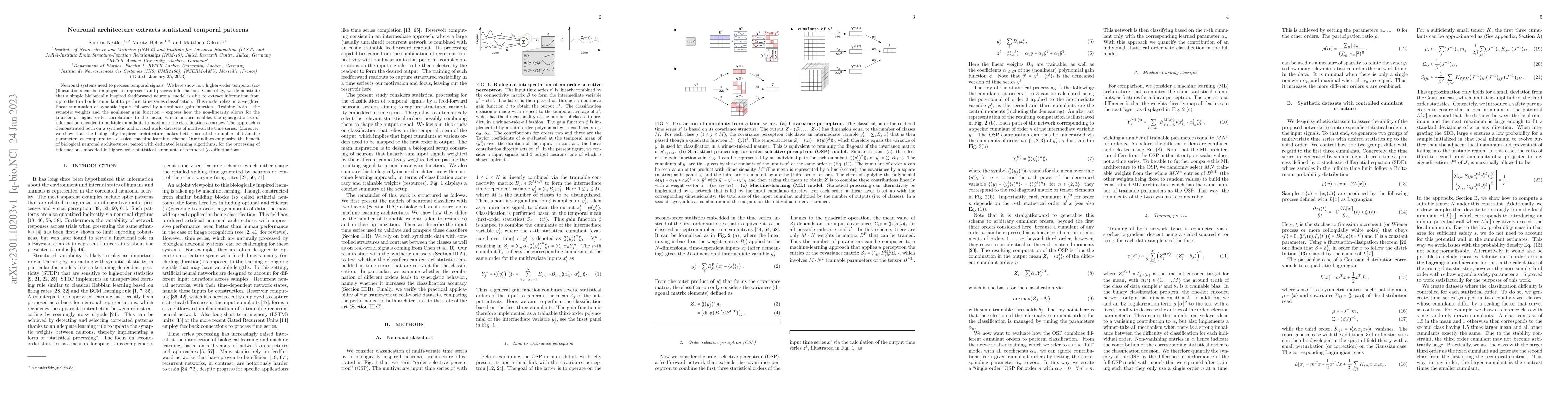 Thumbnail for Neuronal architecture extracts statistical temporal patterns