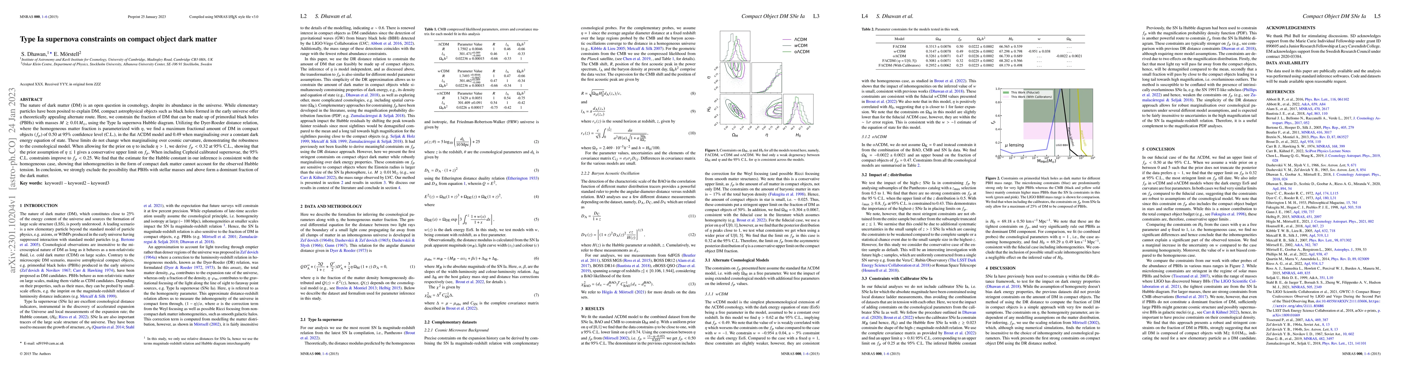Thumbnail for Type Ia supernova constraints on compact object dark matter