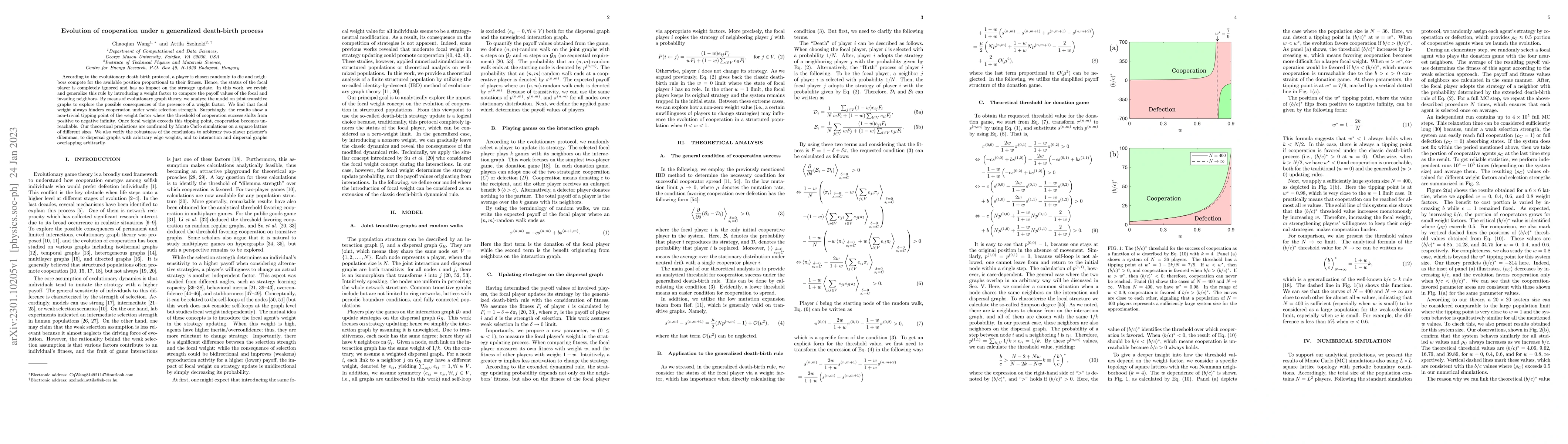 Thumbnail for Evolution of cooperation under a generalized death-birth process