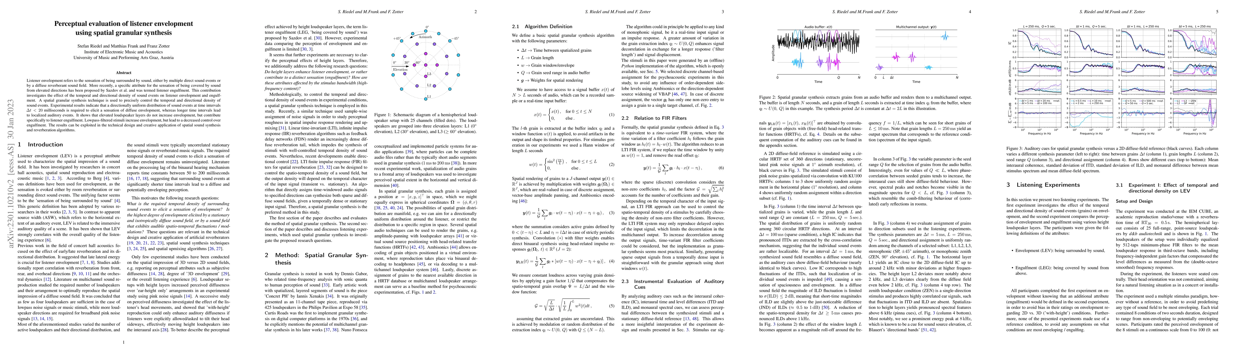 Thumbnail for Perceptual evaluation of listener envelopment using spatial granular
  synthesis