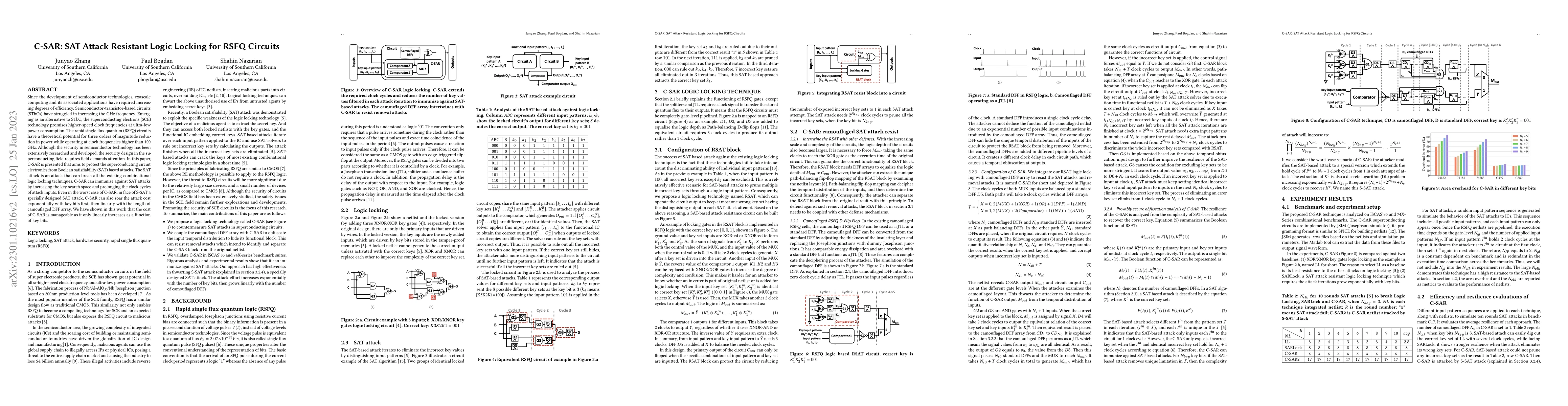 Thumbnail for C-SAR: SAT Attack Resistant Logic Locking for RSFQ Circuits