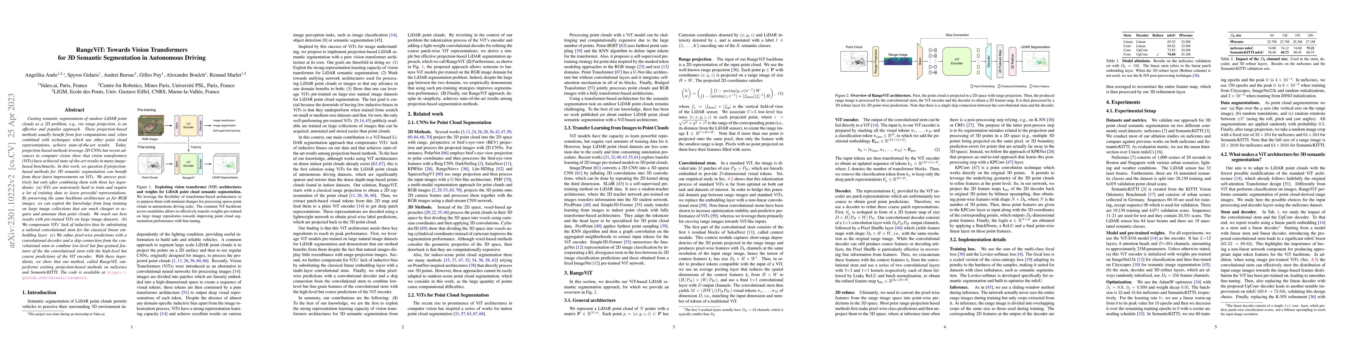 Thumbnail for RangeViT: Towards Vision Transformers for 3D Semantic Segmentation in
  Autonomous Driving