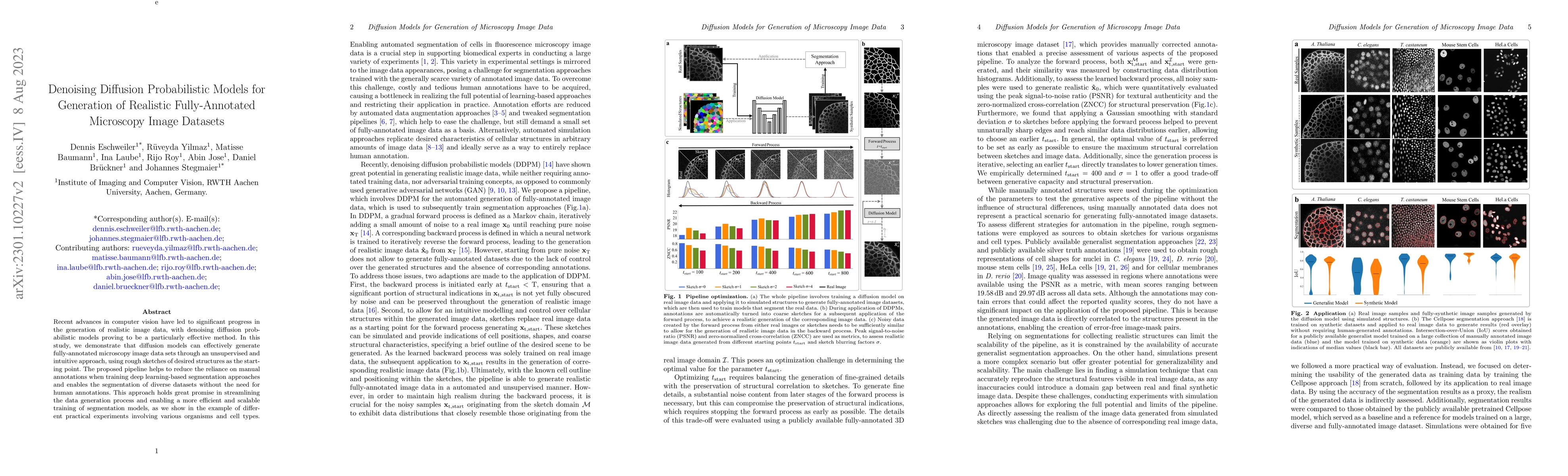 Thumbnail for Denoising Diffusion Probabilistic Models for Generation of Realistic
  Fully-Annotated Microscopy Image Data Sets