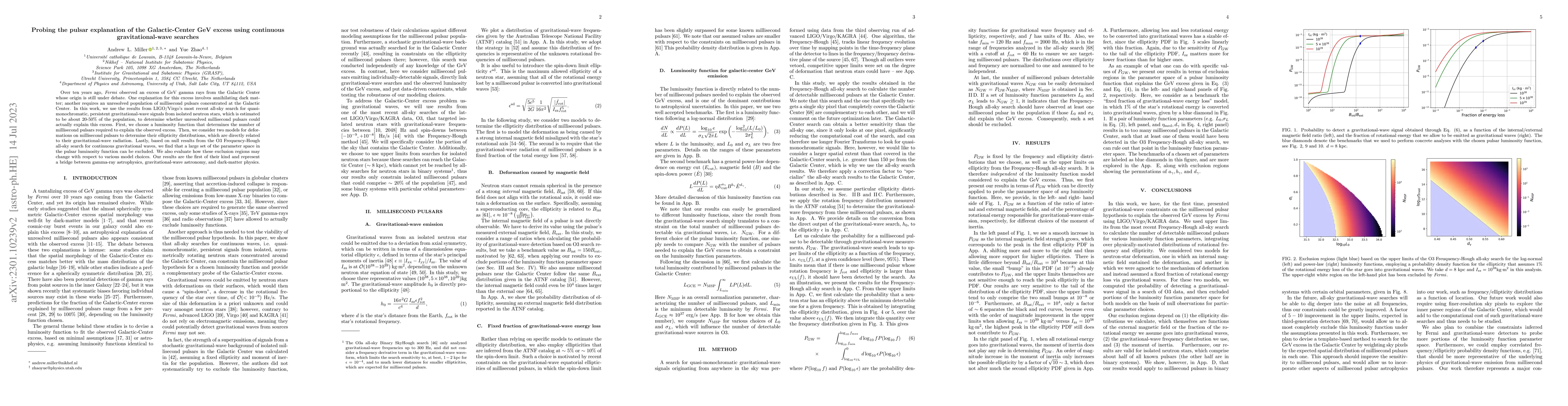 Thumbnail for Probing the pulsar explanation of the Galactic-Center GeV excess using
  continuous gravitational-wave searches