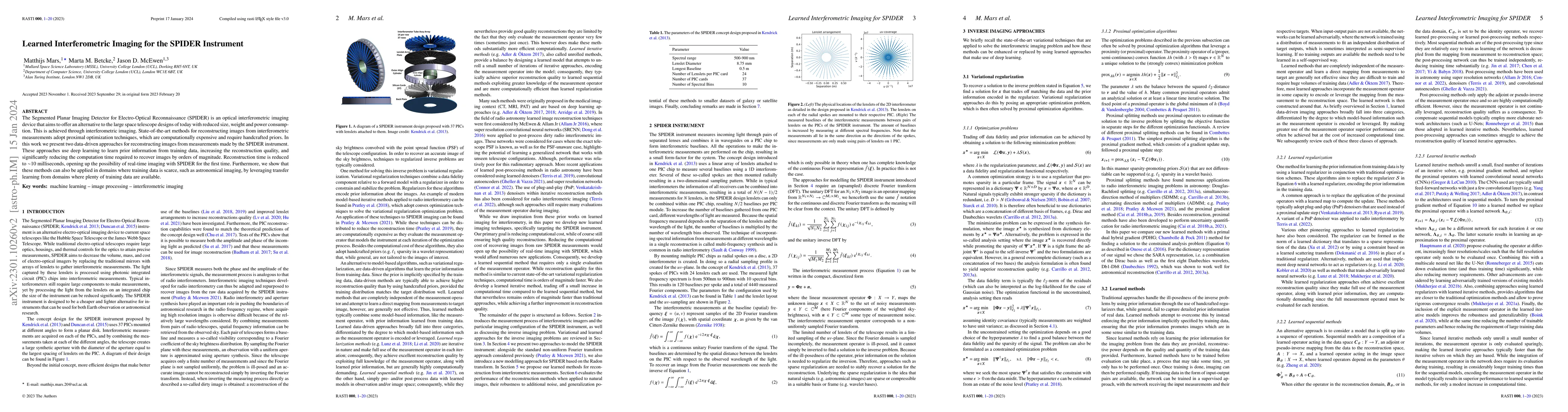 Thumbnail for Learned Interferometric Imaging for the SPIDER Instrument