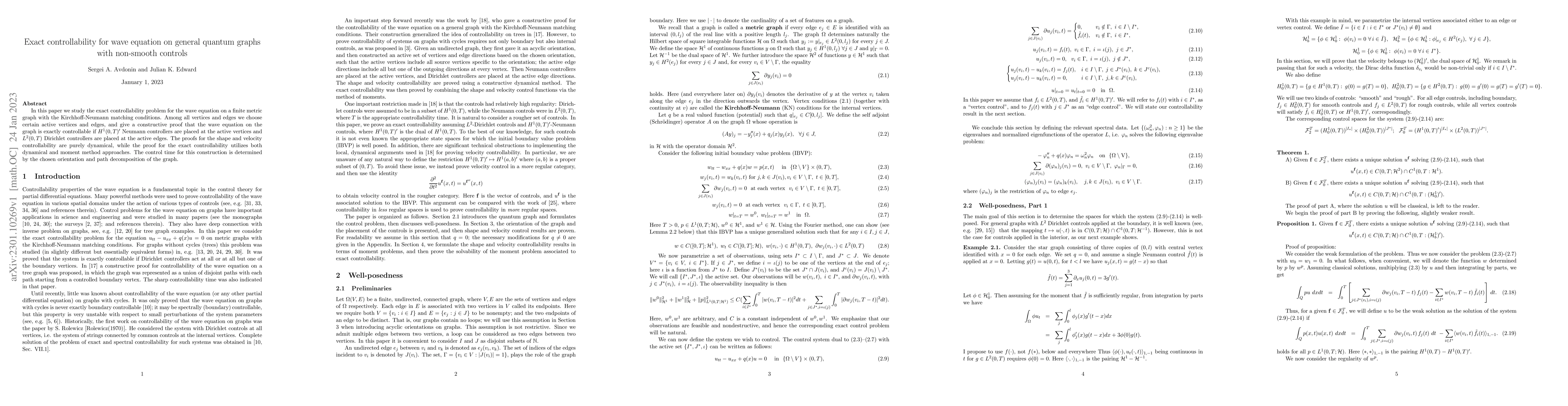 Thumbnail for Exact controllability for wave equation on general quantum graphs with
  non-smooth controls