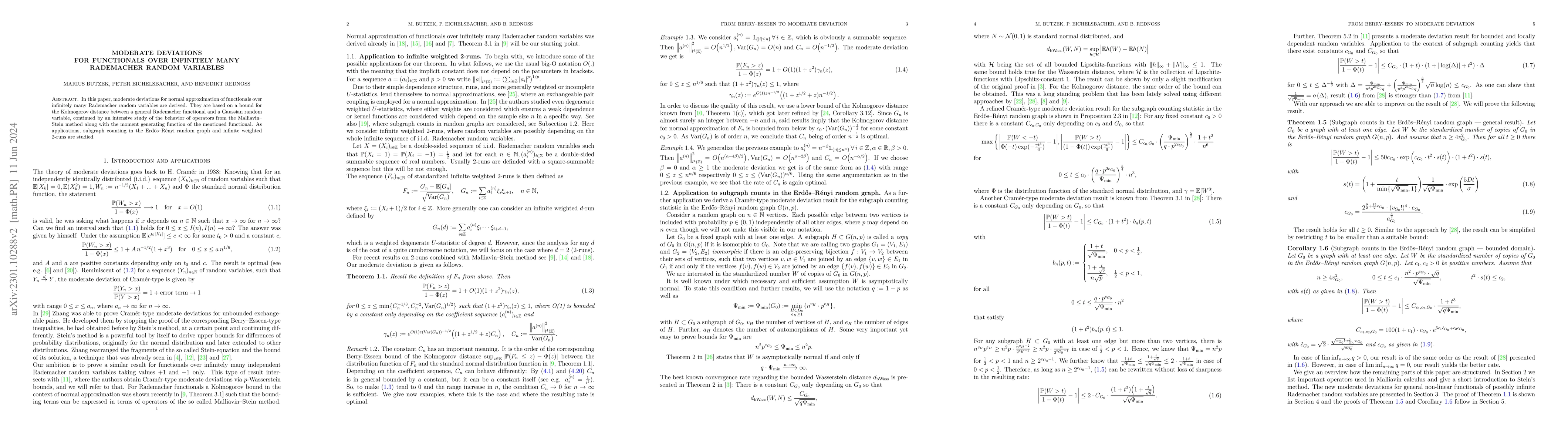 Thumbnail for Moderate Deviations for Functionals over infinitely many Rademacher
  random variables
