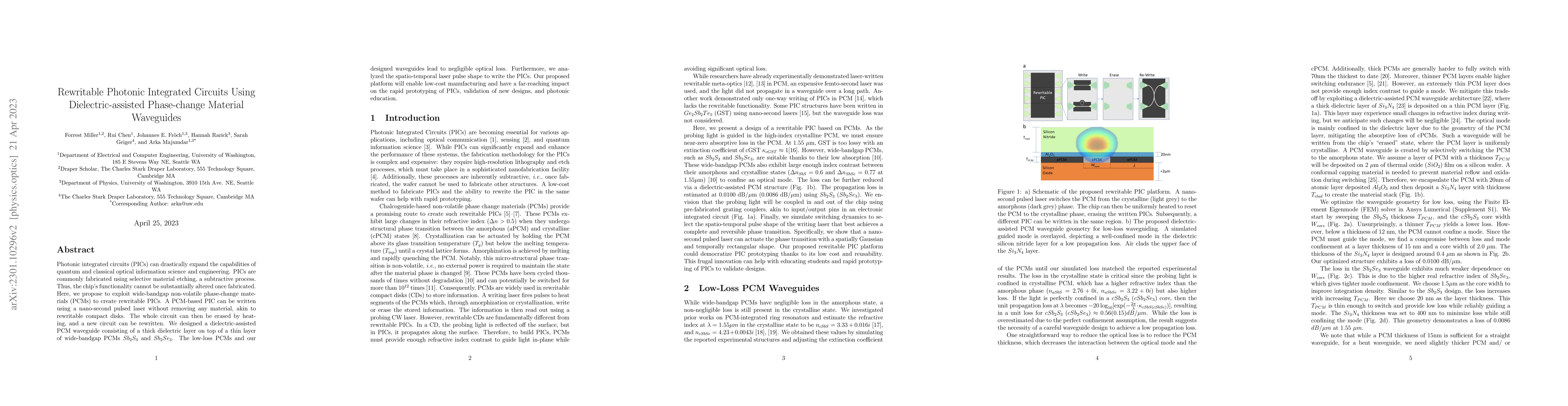 Thumbnail for Rewritable Photonic Integrated Circuits Using Dielectric-assisted
  Phase-change Material Waveguides