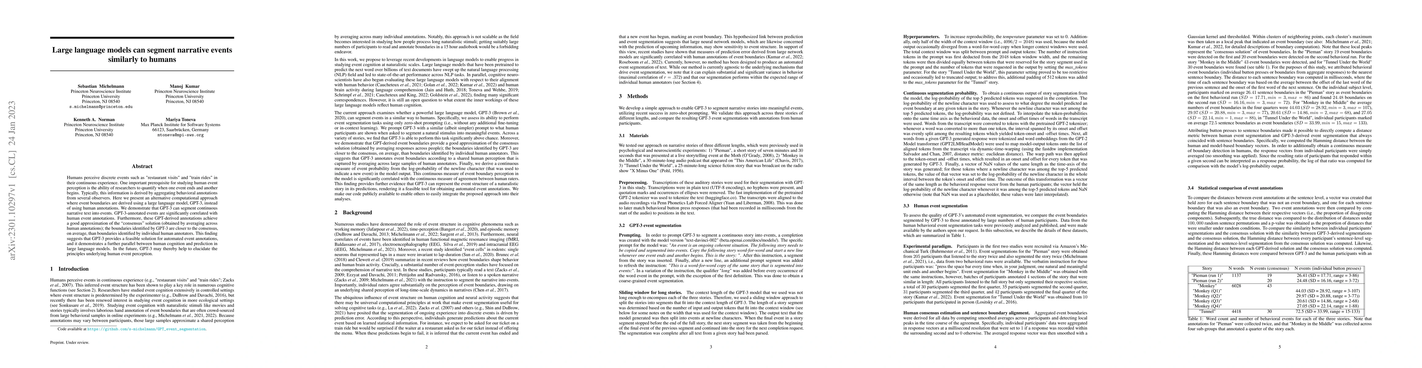 Thumbnail for Large language models can segment narrative events similarly to humans