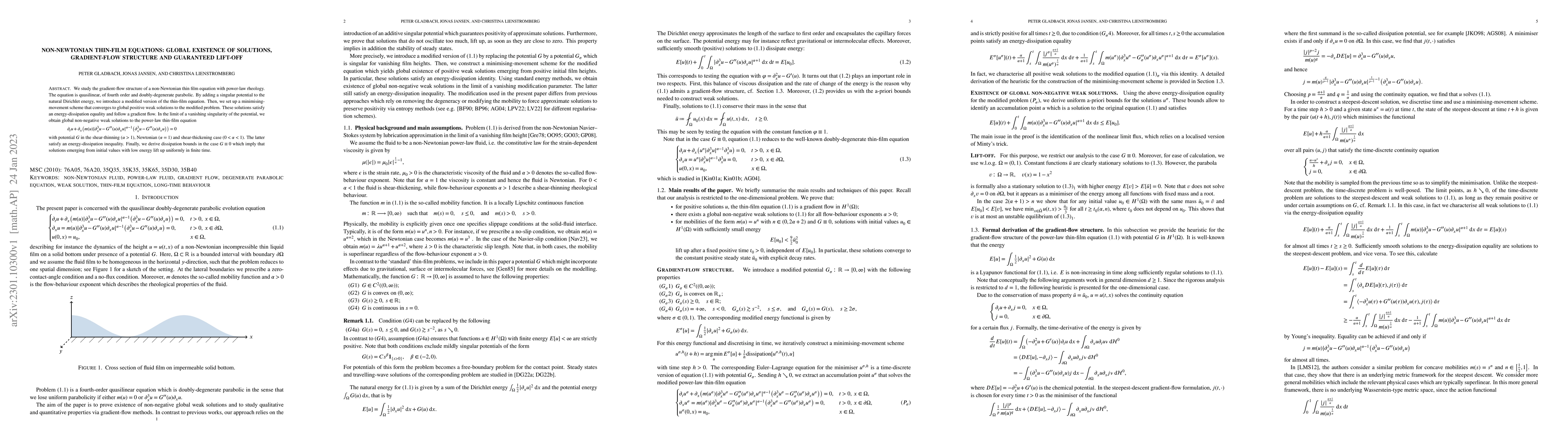 Thumbnail for Non-Newtonian thin-film equations: global existence of solutions,
  gradient-flow structure and guaranteed lift-off