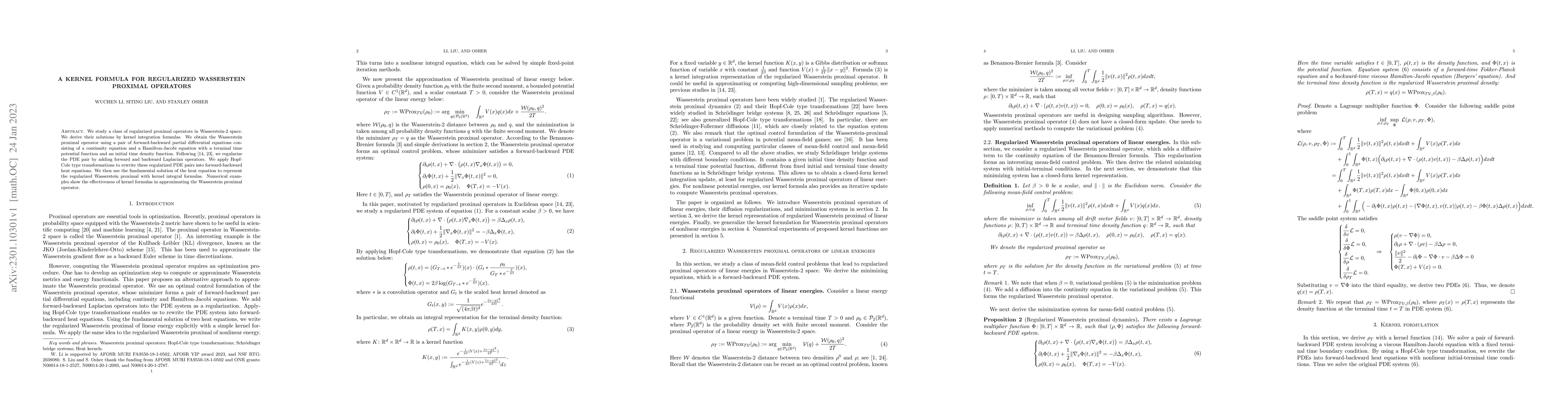 Thumbnail for A kernel formula for regularized Wasserstein proximal operators