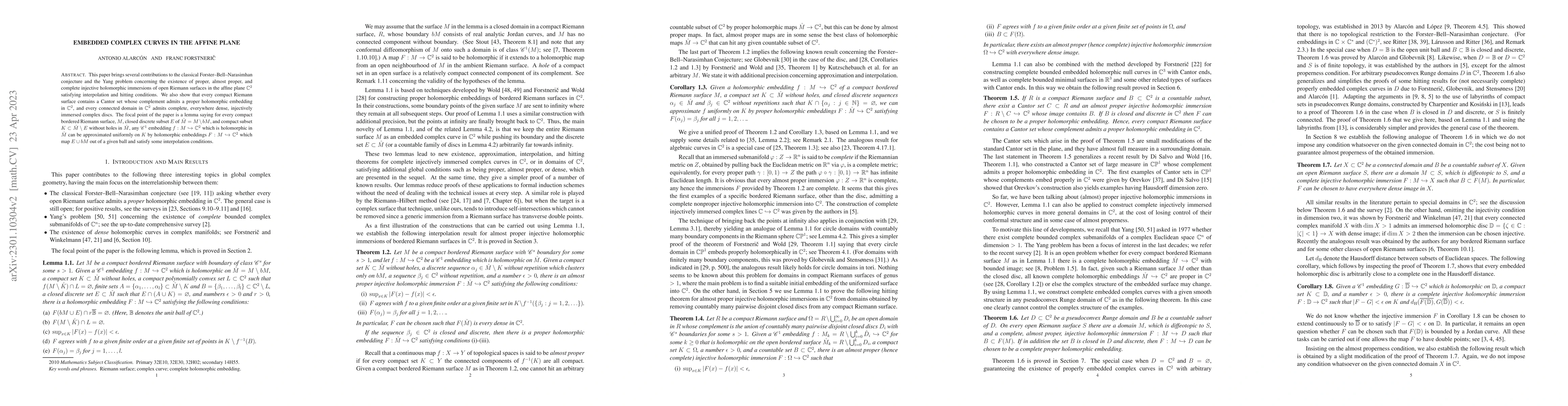 Thumbnail for Embedded complex curves in the affine plane