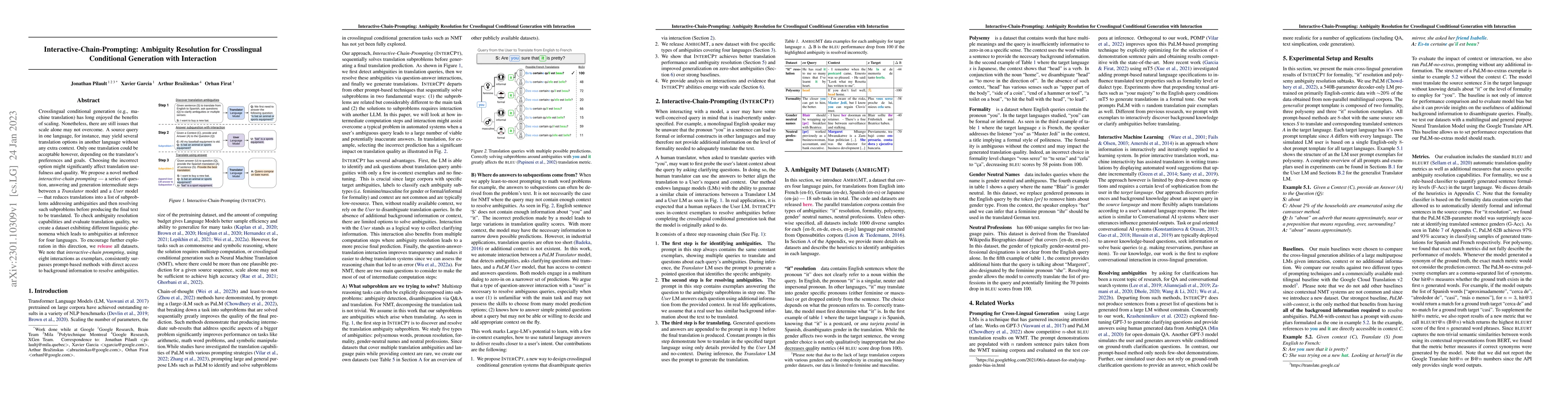 Thumbnail for Interactive-Chain-Prompting: Ambiguity Resolution for Crosslingual
  Conditional Generation with Interaction