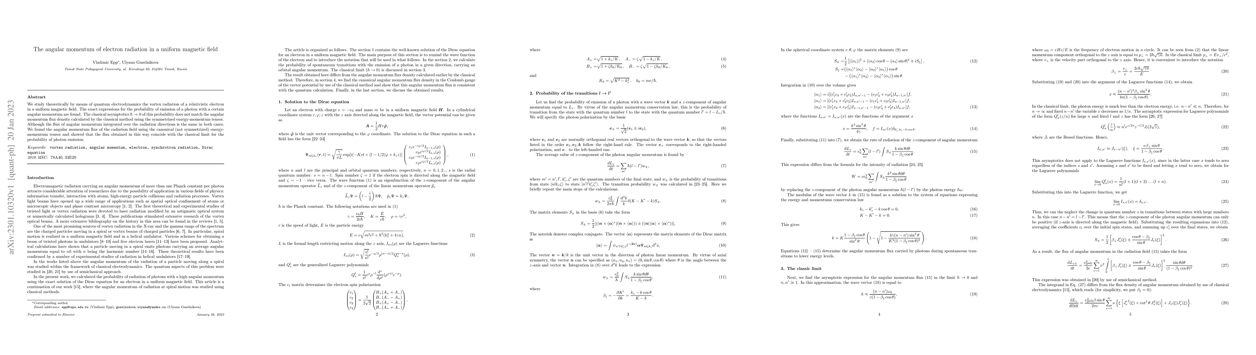 Thumbnail for The angular momentum of electron radiation in a uniform magnetic field