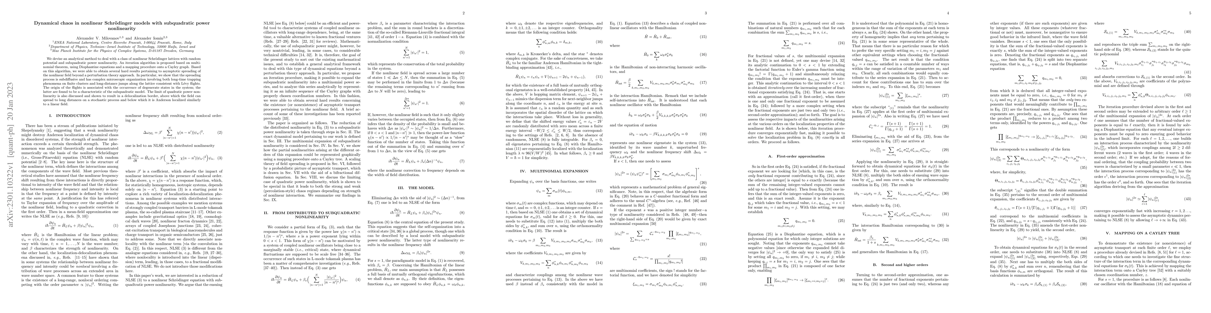 Thumbnail for Dynamical chaos in nonlinear Schr\"odinger models with subquadratic
  power nonlinearity