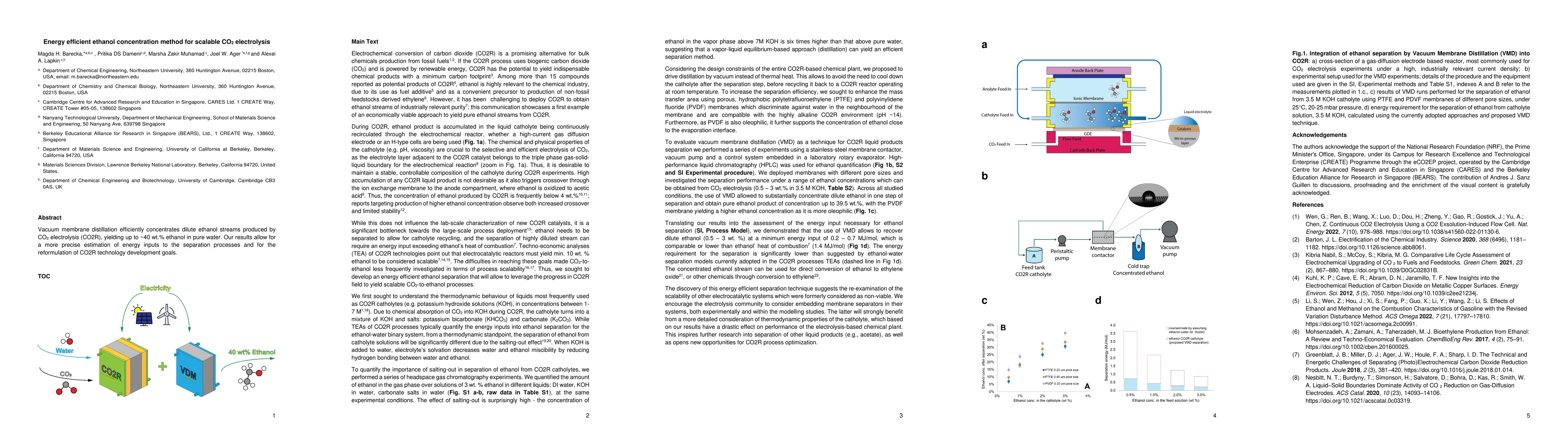 Thumbnail for Energy efficient ethanol concentration method for scalable CO$_2$
  electrolysis