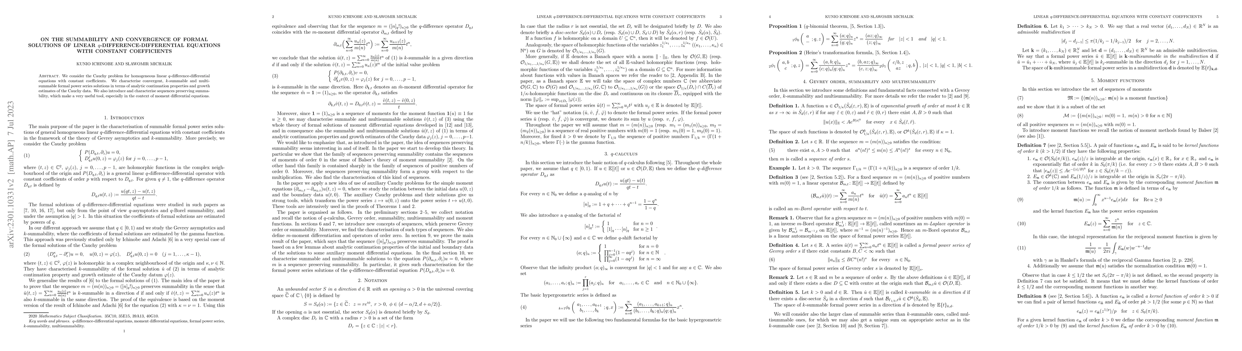Thumbnail for On the summability and convergence of formal solutions of linear
  $q$-difference-differential equations with constant coefficients