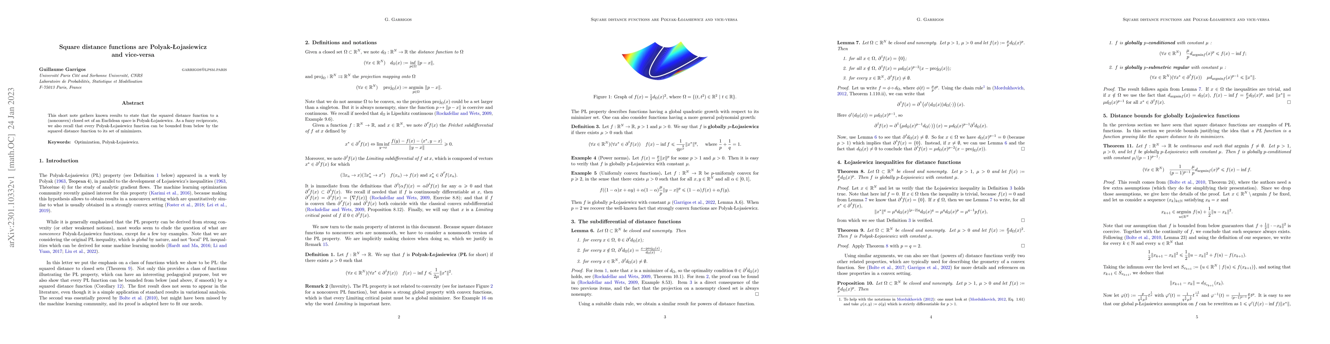 Thumbnail for Square distance functions are Polyak-{\L}ojasiewicz and vice-versa