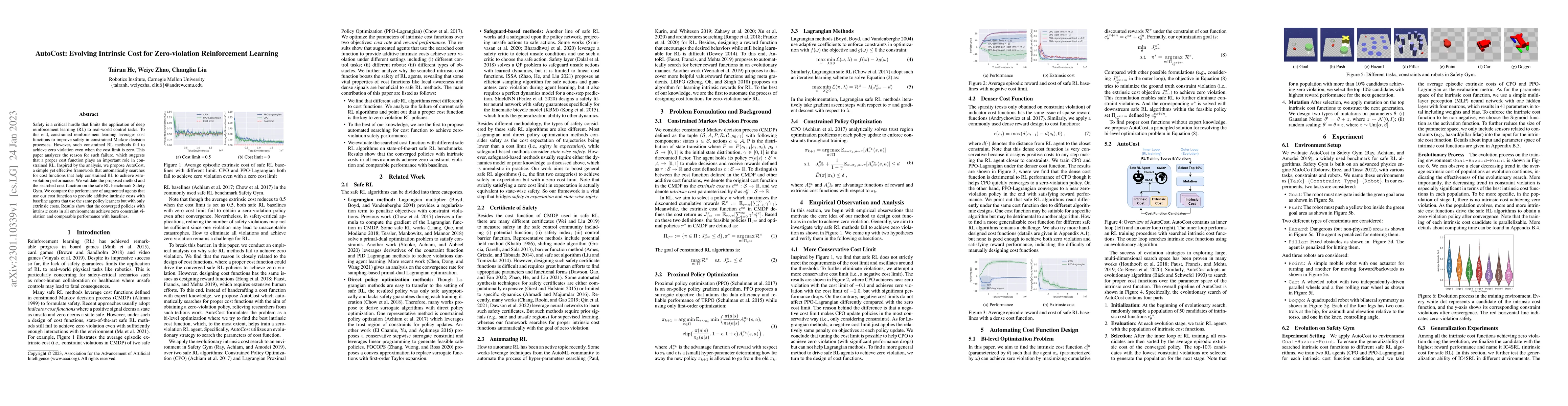 Thumbnail for AutoCost: Evolving Intrinsic Cost for Zero-violation Reinforcement
  Learning