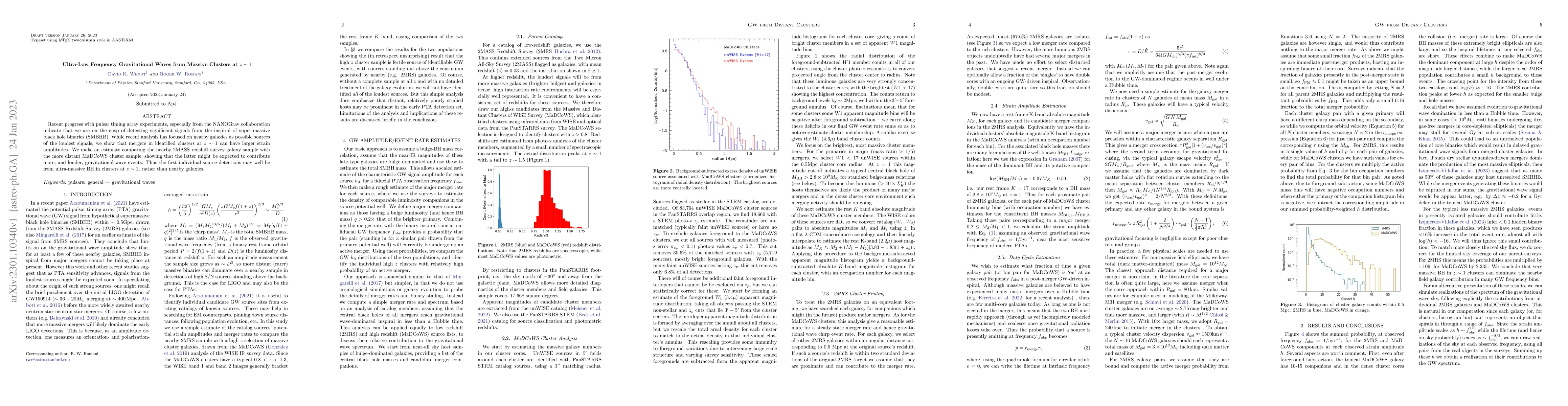 Thumbnail for Ultra-Low Frequency Gravitational Waves from Massive Clusters at z~1