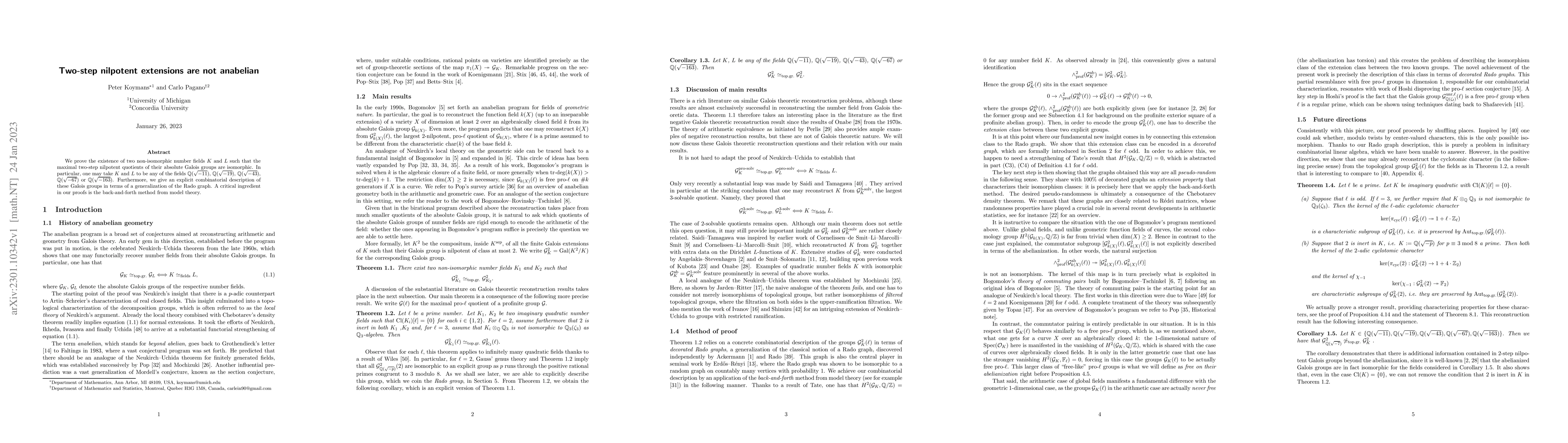 Thumbnail for Two-step nilpotent extensions are not anabelian