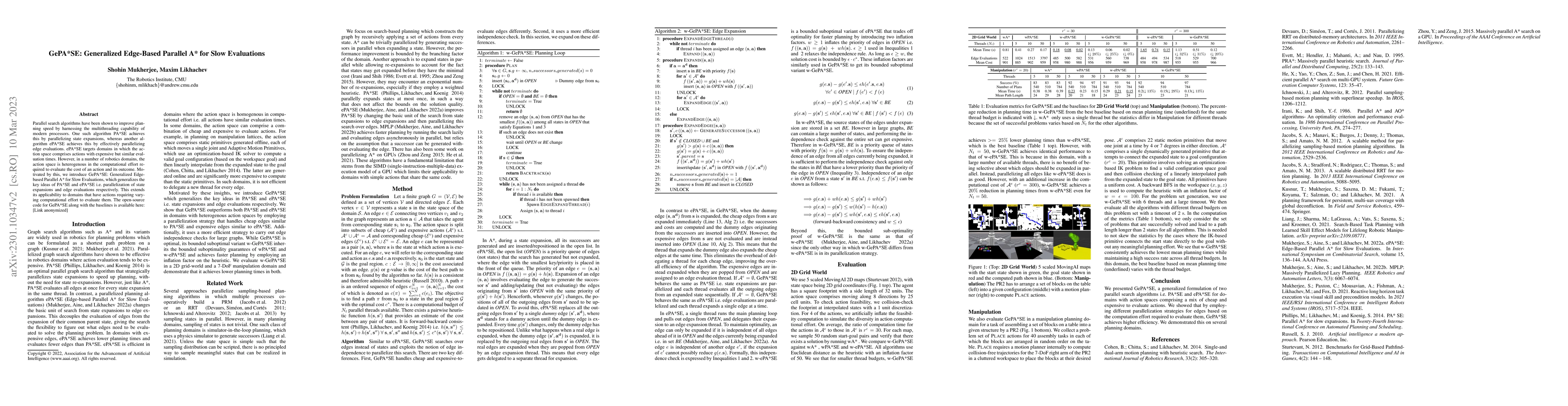 Thumbnail for GePA*SE: Generalized Edge-Based Parallel A* for Slow Evaluations