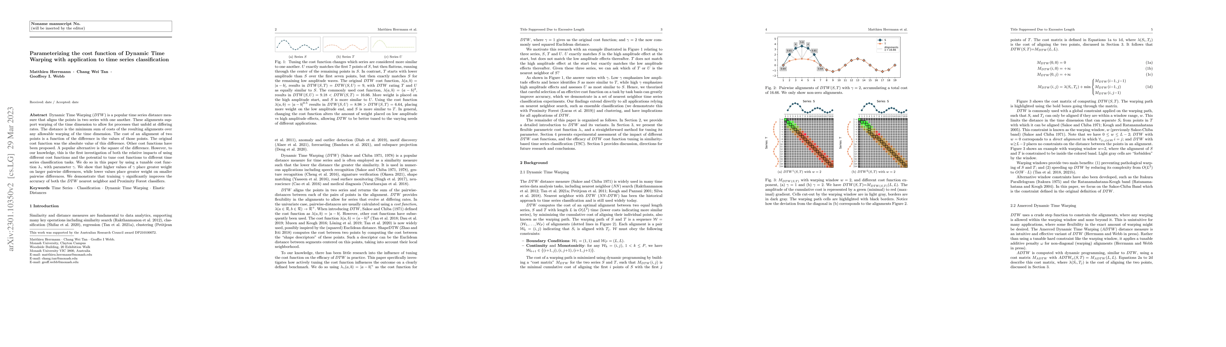 Thumbnail for Parameterizing the cost function of Dynamic Time Warping with
  application to time series classification