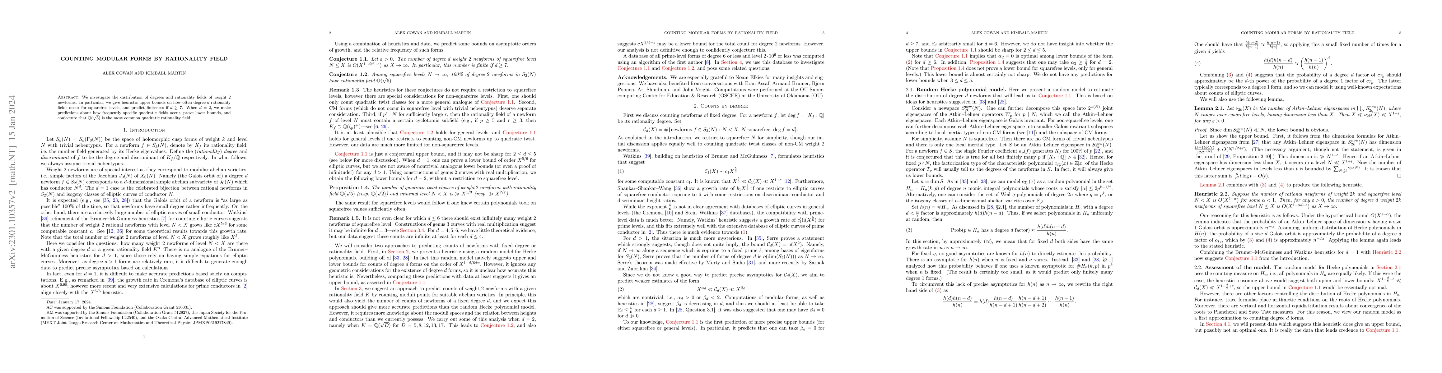 Thumbnail for Counting modular forms by rationality field