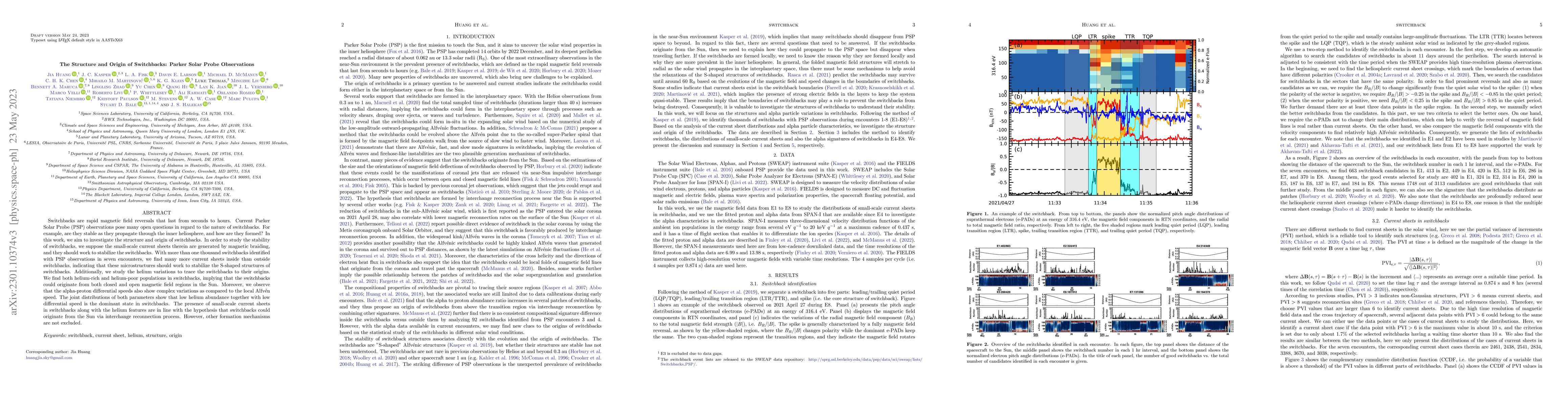 Thumbnail for The Structure and Origin of Switchbacks: Parker Solar Probe Observations