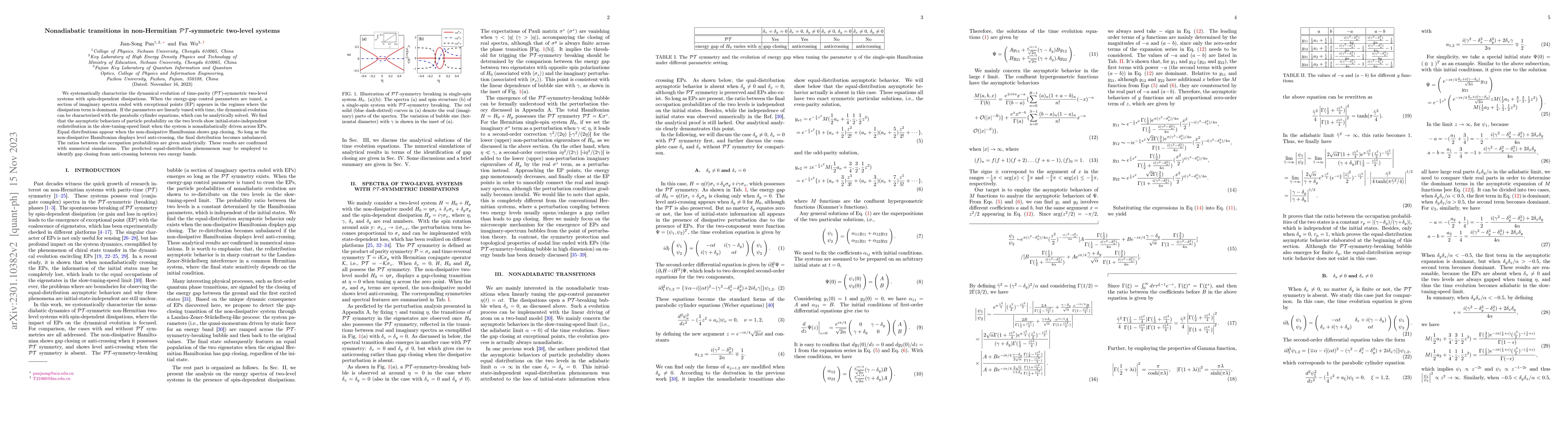 Thumbnail for Nonadiabatic transitions in non-Hermitian $\mathcal{PT}$-symmetric
  two-level systems