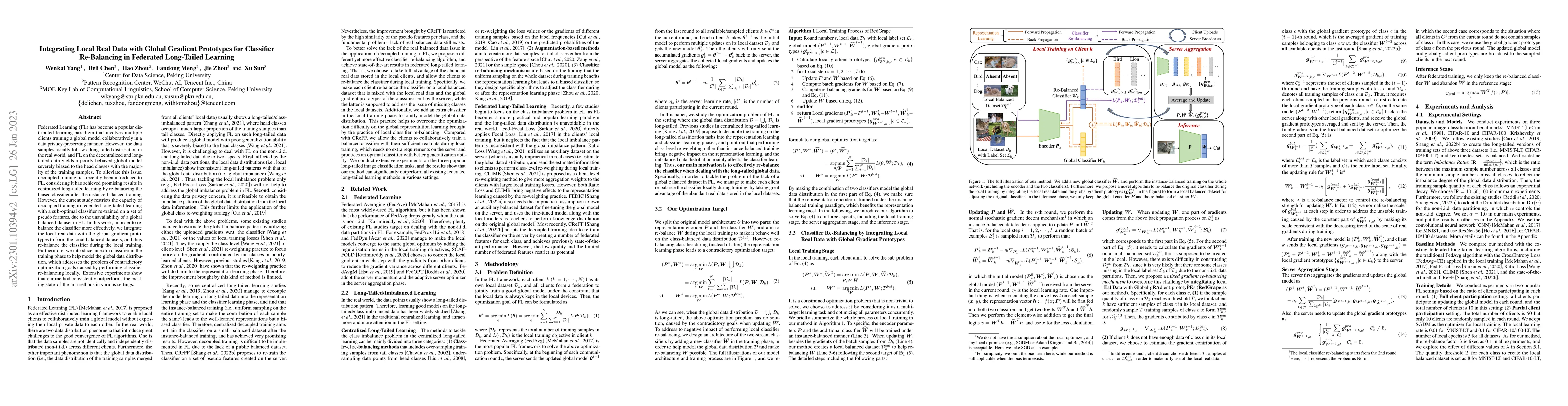 Thumbnail for Integrating Local Real Data with Global Gradient Prototypes for
  Classifier Re-Balancing in Federated Long-Tailed Learning