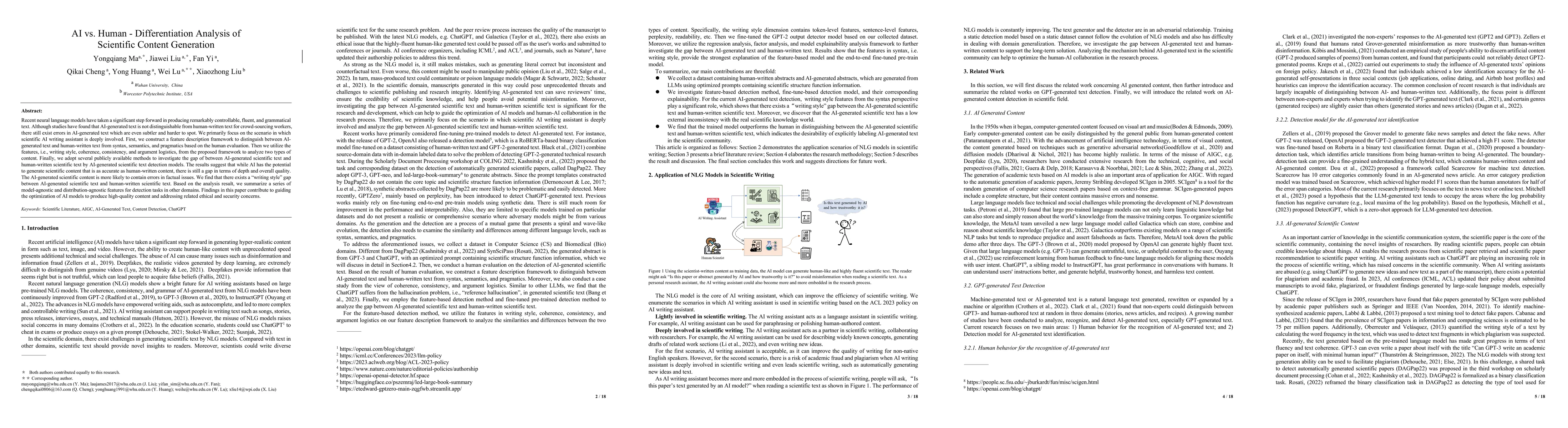 Thumbnail for AI vs. Human -- Differentiation Analysis of Scientific Content
  Generation
