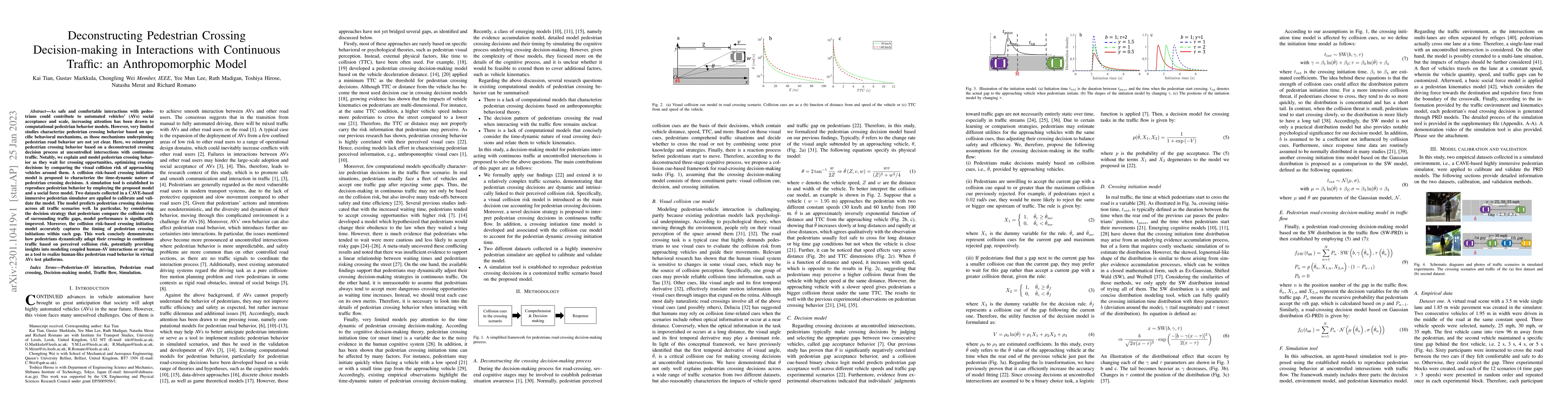 Thumbnail for Deconstructing Pedestrian Crossing Decision-making in Interactions with
  Continuous Traffic: an Anthropomorphic Model