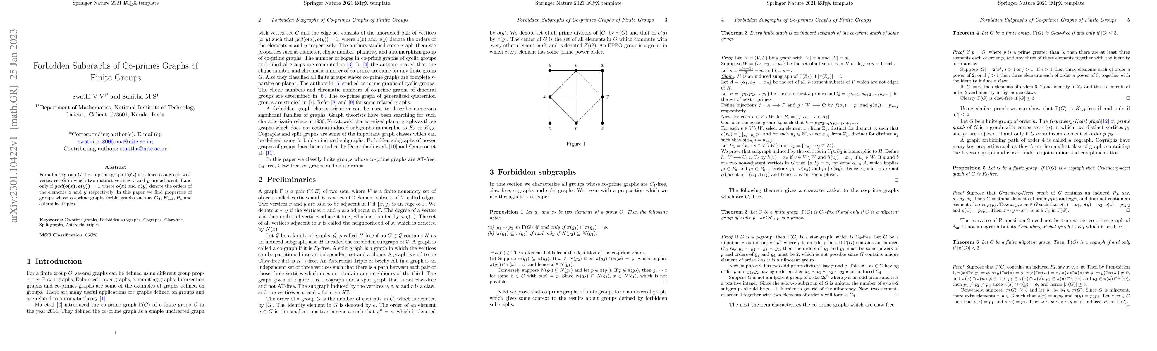 Thumbnail for Forbidden Subgraphs of co-prime Graphs of finite Groups