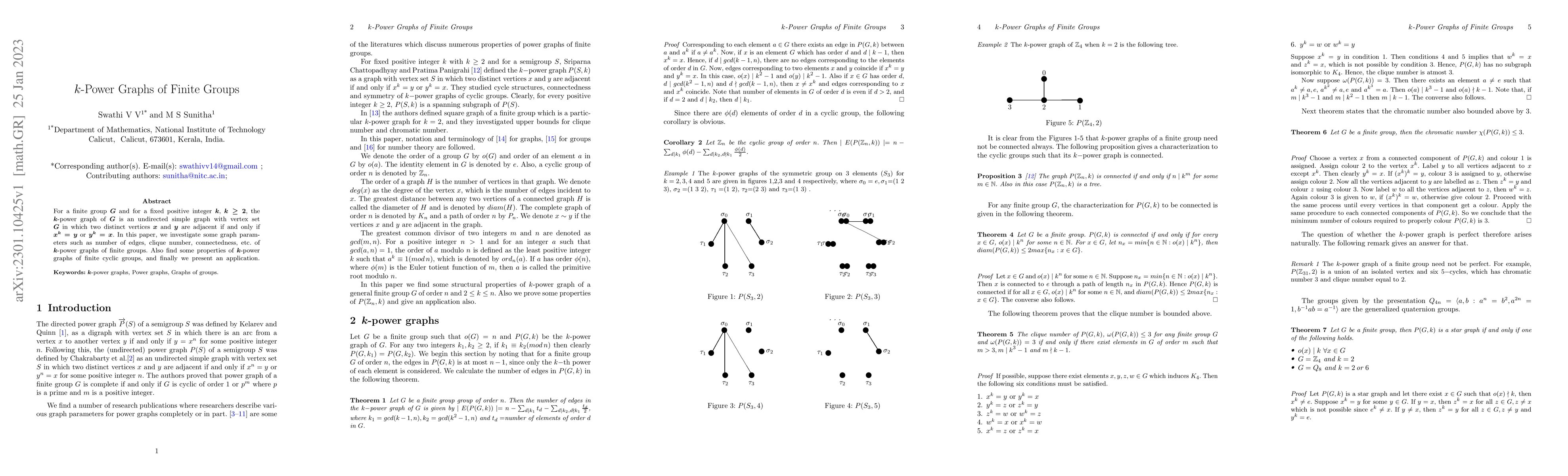 Thumbnail for k-Power Graphs of Finite Groups