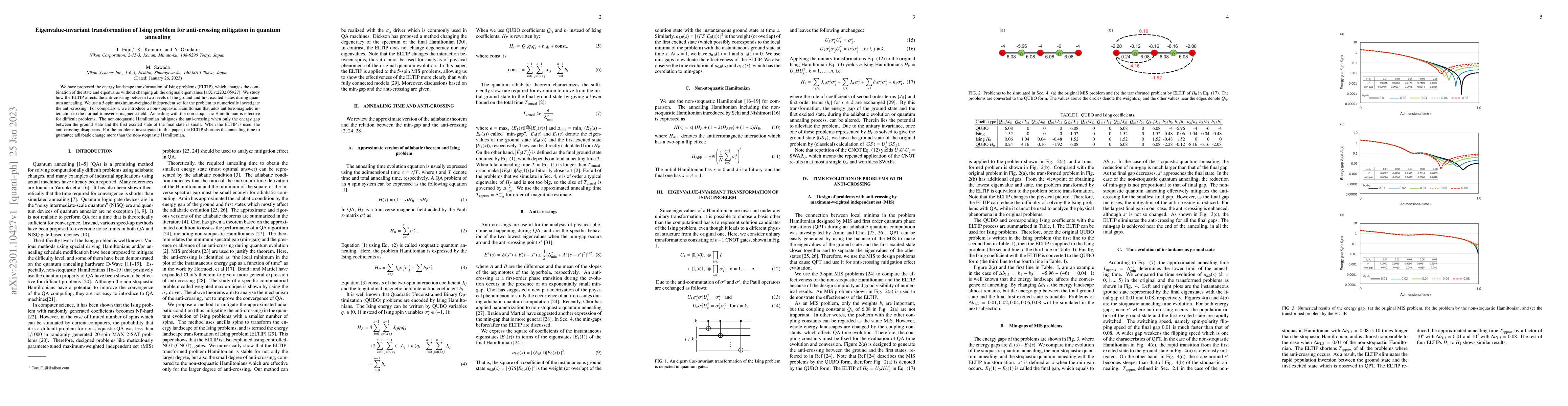 Thumbnail for Eigenvalue-invariant transformation of Ising problem for anti-crossing
  mitigation in quantum annealing