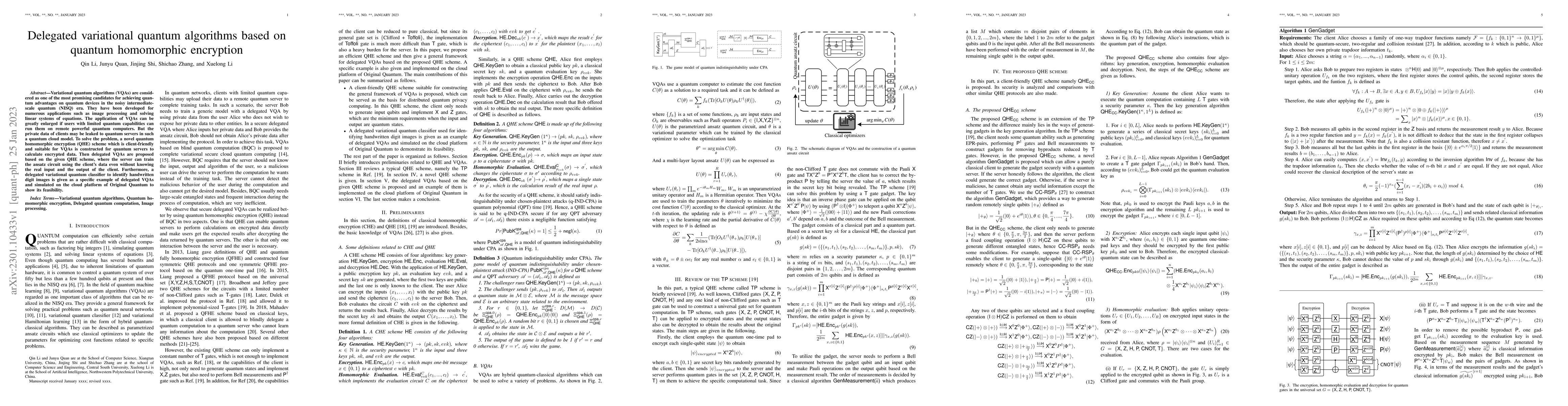 Thumbnail for Delegated variational quantum algorithms based on quantum homomorphic
  encryption